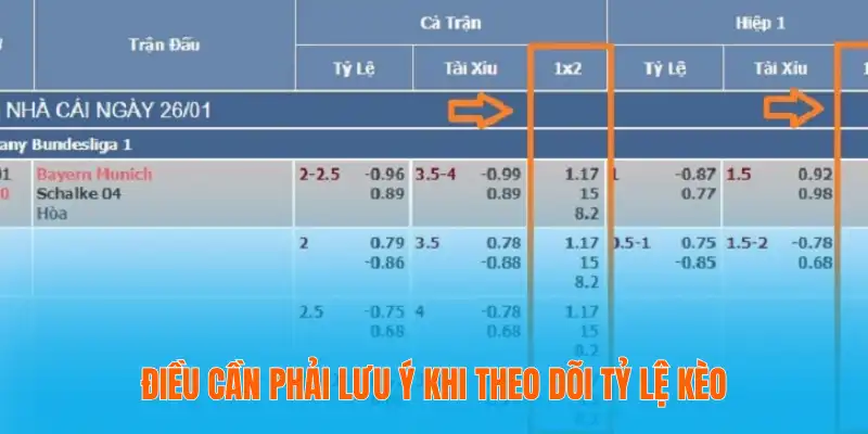 Điều cần phải lưu ý khi theo dõi tỷ lệ kèo
