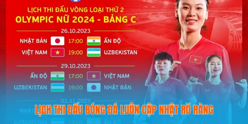 Lịch thi đấu bóng đá luôn cập nhật rõ ràng