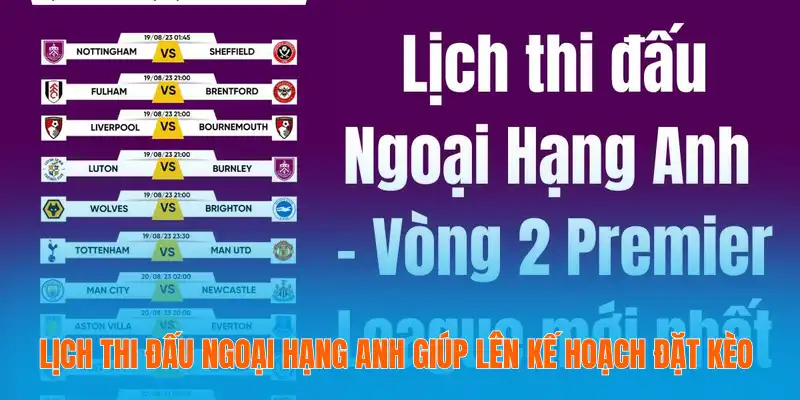 Lịch thi đấu Ngoại Hạng Anh giúp lên kế hoạch đặt kèo 